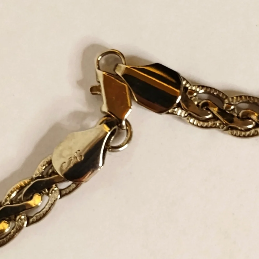 Unisex 925 Signed Sterling Silver Chain Polished and Texture Design‎ 20 inches